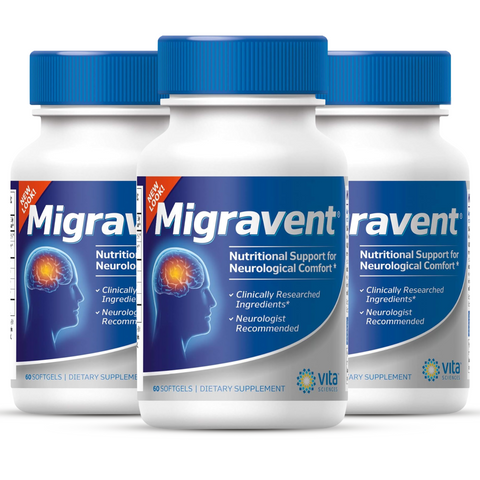 Migravent 3 Pack – Migraine Relief Support with B2, Magnesium & CoQ10