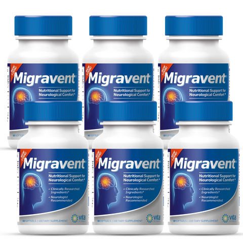 Migravent 6 Pack – Migraine Relief Support with B2, Magnesium & CoQ10