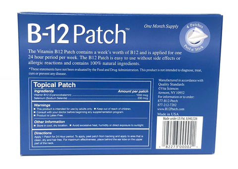 Vitamin B12 Energy Patch –  Topical B12 with Selenium